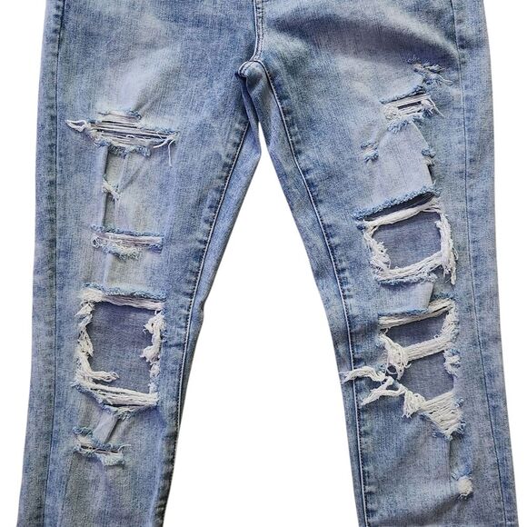 American Eagle Women's Hi-Rise Jeans Denim Blue Skinny Distressed Size 6 Small - Picture 5 of 16